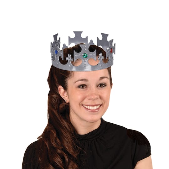 Beistle Silver Plastic Jeweled King's Crowns, 2ct.
